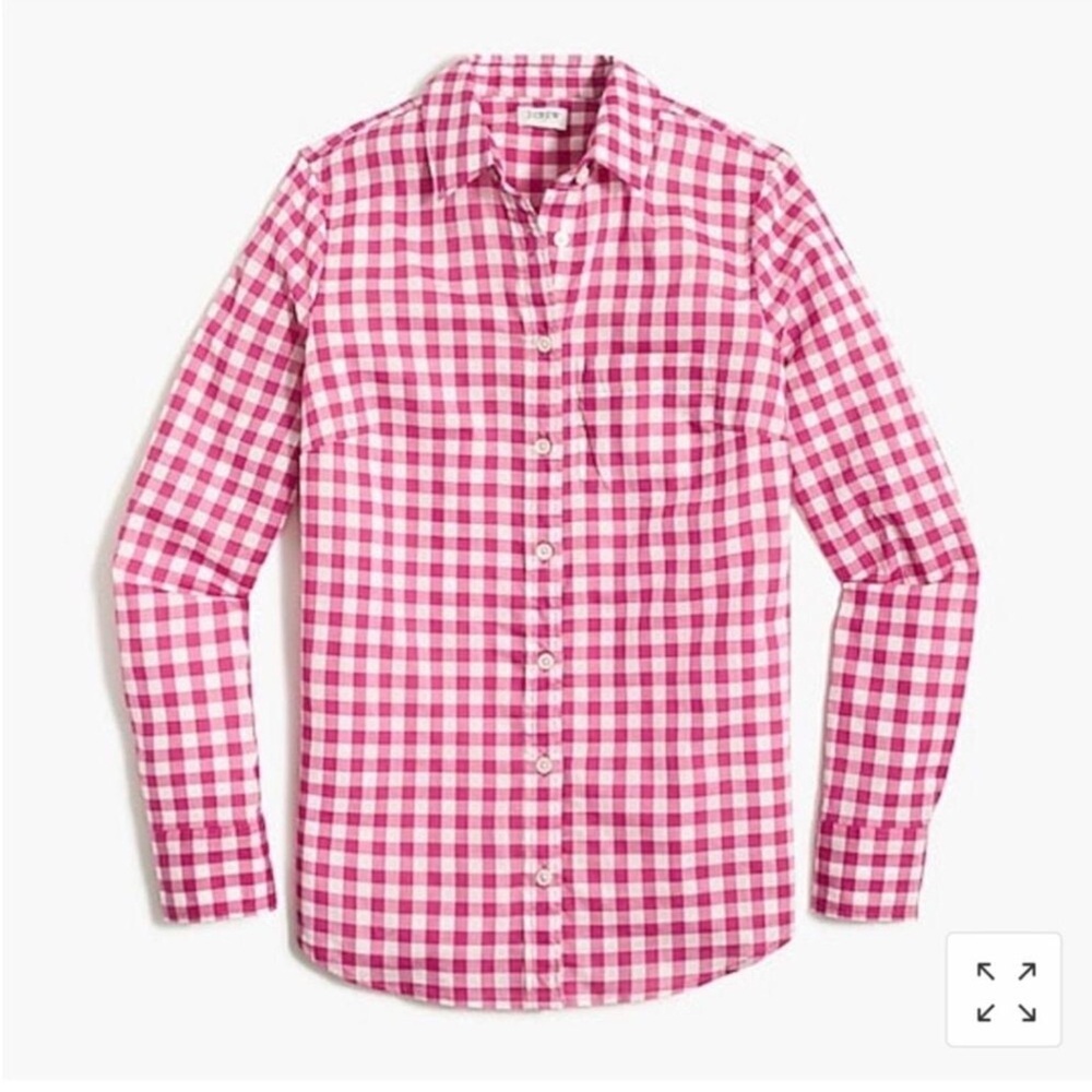 J. Crew Gingham Button Down Long Sleeve Top Oversized XS Western Preppy